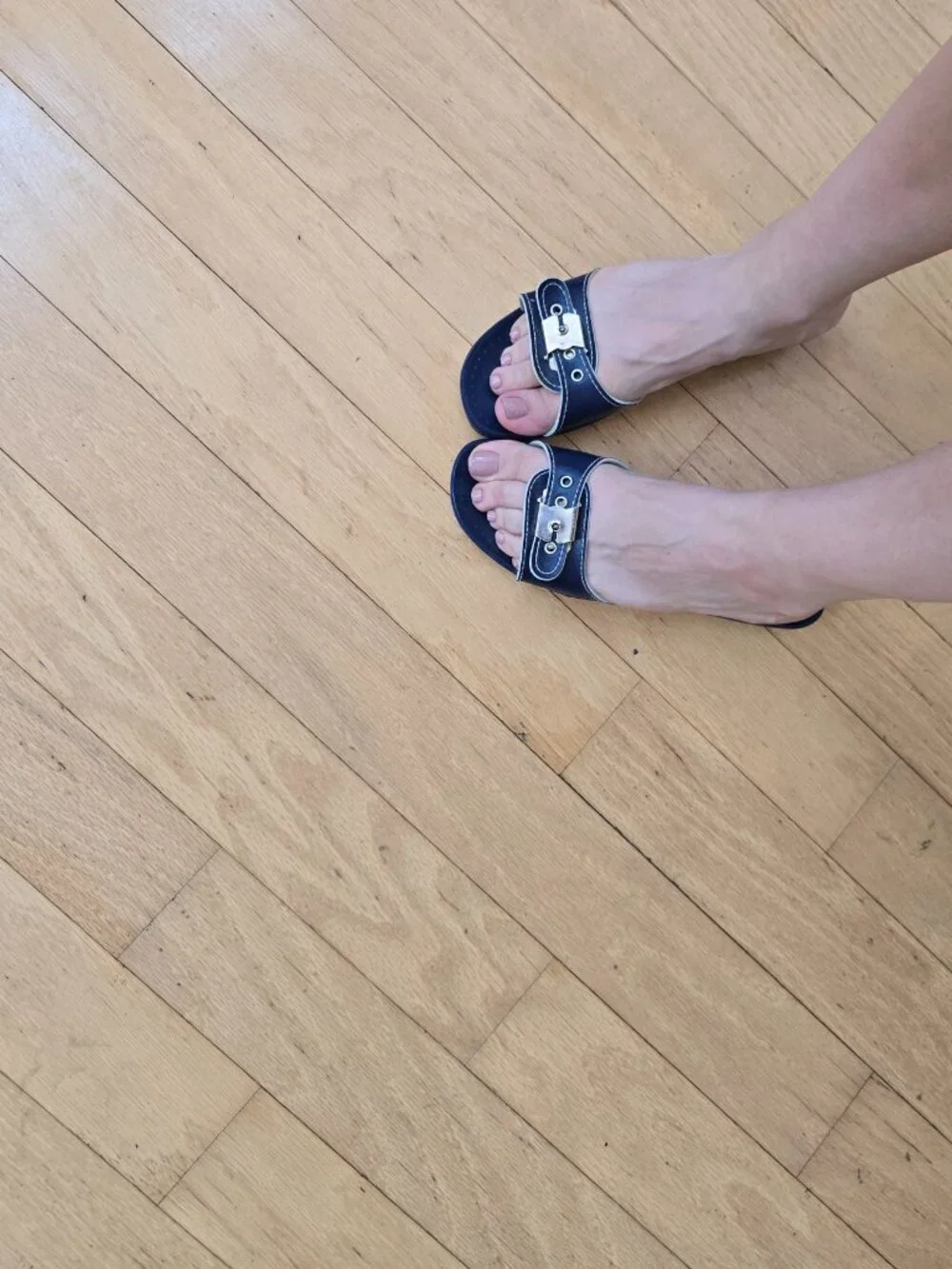 vintage 80's | Euro chic blue retro made in Italy slide sandals | WMS 6
